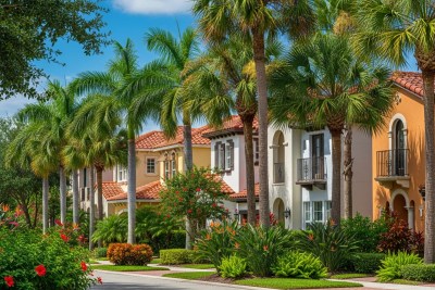 Central Florida neighborhood with palm trees